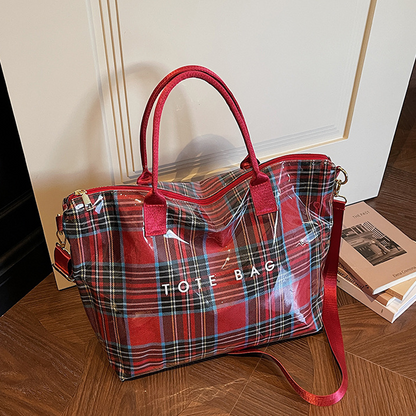 💐50% OFF ! Women’s PVC Plaid Shopper Bag – Waterproof & Lightweight 🌧️🎒【Exceptional Price】