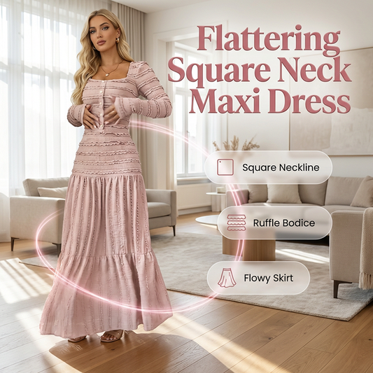 💐50% OFF ! Square Neck Maxi Dress – Over 50,000 Sold 💕🔥【Limited Offer】