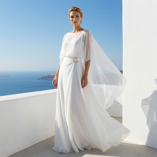 🔥 50% OFF FLASH SALE! Flowing Cape Sleeve Top & Wrap Pants Set – Effortless Elegance, Airy Silhouette ⏰✨ 【Limited Time】