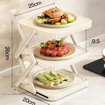 🍽️ 50% OFF NOW! 📦 Multi-Layer Dish & Prep Tray Storage Rack – Collapsible Design, Space-Saving, Perfect for Kitchen Counter & Hot Pot Nights ✨