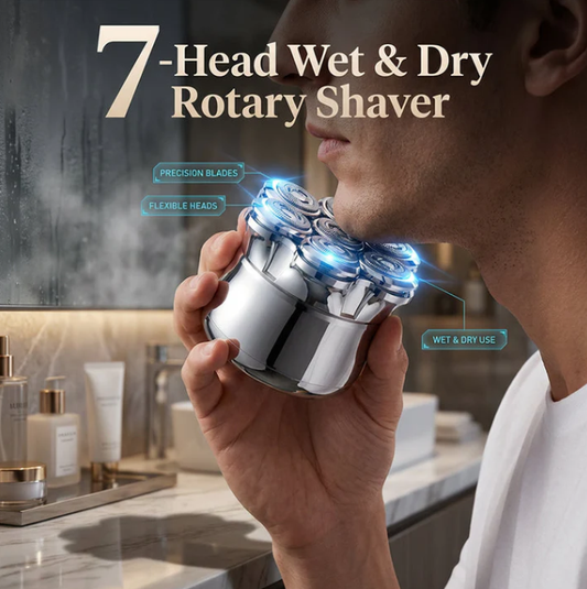 💈 50% OFF NOW! 🪒 7-Blade Rotary Shaver – Smooth Shave, IPX7 Waterproof & One-Touch Clean – Wet/Dry Use, Self-Sharpening Blades ⚡
