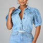 💐50% OFF ! Women's Cropped Denim Jacket – Puff Sleeves & Flattering Crop Length 🌸👖【Limited Offer】