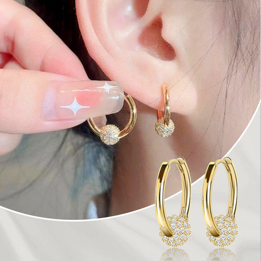 💐50% OFF ! Gold Circle Earrings with Small Ball – Hypoallergenic & long-lasting shine 🌟🔒【Exceptional Price】