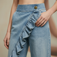 💐60% OFF ! Women’s Asymmetrical Ruffle Denim Pants – Flowy & Stylish 🍃✨【Limited Offer】