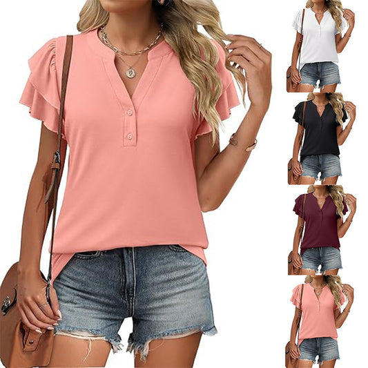 💐50% OFF ! Casual Ruffle T-Shirt – Flattering Fit for All Body Types 💖🌟【Deal Price】