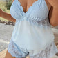💐50% OFF! Lace Trim Camisole & Shorts Pajama Set – Soft satin-like, adjustable straps & V-neck 😴💤【50K+ Sold】