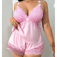 💐50% OFF! Lace Trim Camisole & Shorts Pajama Set – Soft satin-like, adjustable straps & V-neck 😴💤【50K+ Sold】