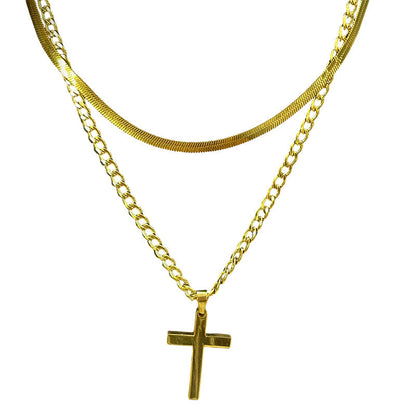 💐50% OFF ! Double Layer Cross Pendant – Trendy & Versatile for Daily Wear 🖤💫【Limited Offer】