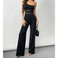 💐69% OFF ! One-Shoulder Mesh Panel Jumpsuit – Sculpted Silhouette & Elegance ✨🦢【Limited Offer】