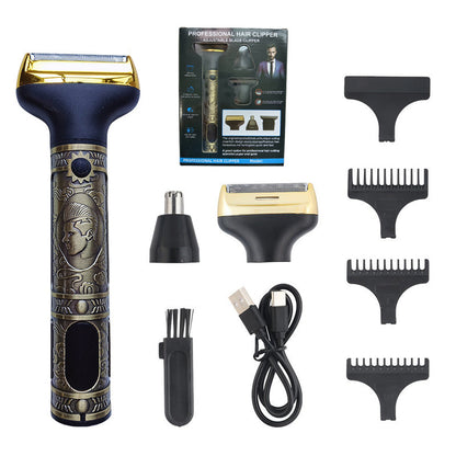 💈 50% OFF NOW! ✨ Professional Hair Clipper Set – 3-in-1, Vintage Metal Body & USB-C – Clipper, Foil Shaver & Nose Trimmer 🪒