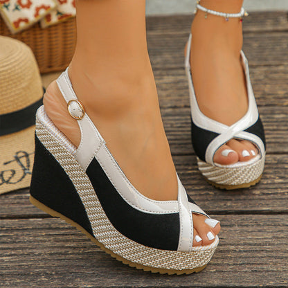 💐60% OFF ! Women’s Peep-Toe Wedge Sandals – Lightweight Sole, Slimming Silhouette 🌸✨【Limited Offer】