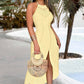 💐50% OFF ! Sleeveless Irregular Halter Dress – Show Elegant Back & Neckline 🌸✨【Limited Offer】
