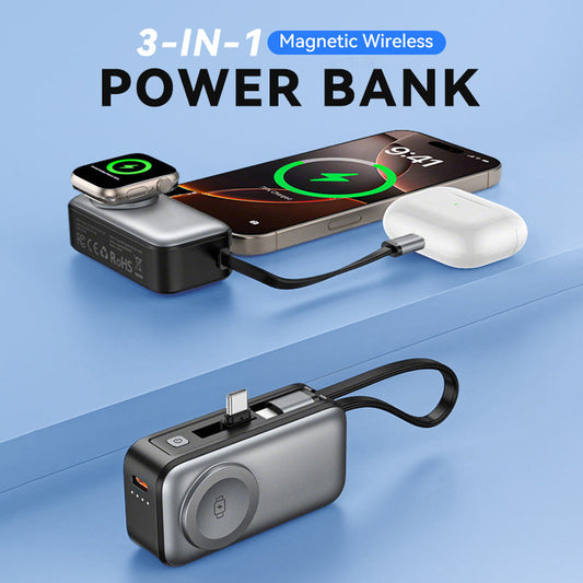 🔋 50% OFF NOW! 📱 3-in-1 Magnetic Power Bank – Wireless Charging, Built-in Cables & Compact Design ✈️