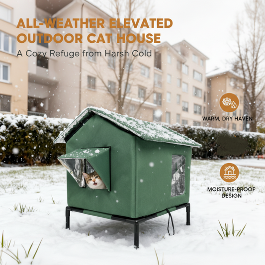 💐60% OFF ! Elevated Outdoor Cat House – Waterproof & Insulated ☔🐱【Limited Offer】