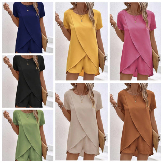 💐 50% OFF FLASH SALE! Women‘s Irregular Hem Top & Shorts Set – Chic & Breezy Summer Look ☀️👗 【Limited Time】