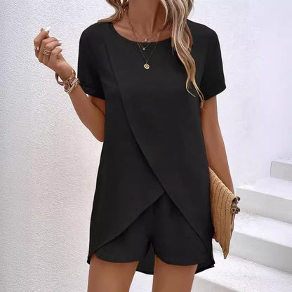 💐 50% OFF FLASH SALE! Women‘s Irregular Hem Top & Shorts Set – Chic & Breezy Summer Look ☀️👗 【Limited Time】