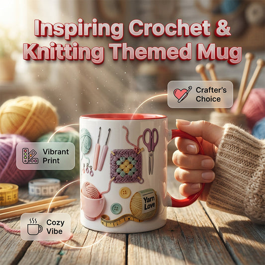 💐50% OFF! Knitting & Crochet Ceramic Mug – Unique Design for Yarn Artisans ✨🫖【Flash Sale】