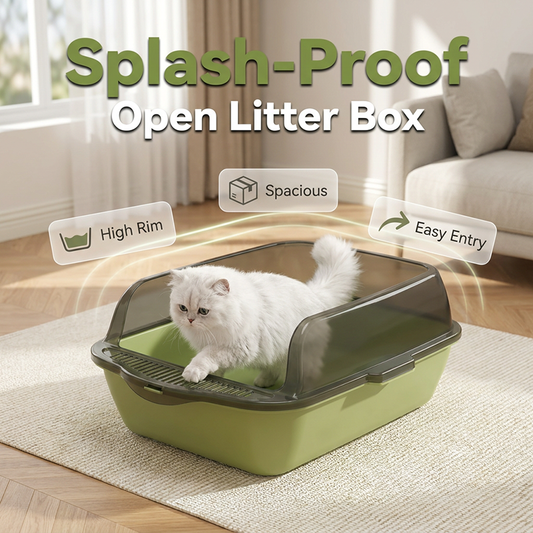 🐾  50% OFF FLASH SALE! Extra-Large Semi-Enclosed Litter Box with Splash Guard + Free Scoop – Keeps Floors Clean, Easy to Clean  🐱🧹【Limited Offer】