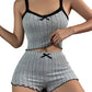 💐50% OFF ! Ribbed Knit Cami & Shorts Pajama Set – Ultra Soft for Peaceful Nights 🌙😴【Limited Offer】