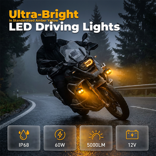 💐50% OFF ! Dual-Color LED Motorcycle Spotlight – White/Amber for All Weather ⚡🏍️【Limited Stock】