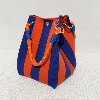 💐50% OFF ! Striped Knit Bucket Handbag – Lightweight & Foldable for Travel 🧶👜【Limited Offer】