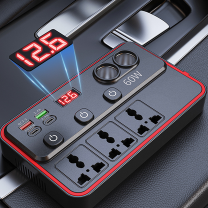 🚗 💐 50% OFF FLASH SALE! Multifunctional Car Charger – AC Outlet + 3 USB Ports ⚡🚗【Limited Time】