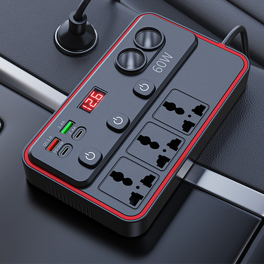 🚗 💐 50% OFF FLASH SALE! Multifunctional Car Charger – AC Outlet + 3 USB Ports ⚡🚗【Limited Time】