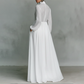 👗 50% OFF! ✨ Pleated White Maxi Dress – High-Neck & Flattering Silhouette ⏰🔥 【Flash Sale】