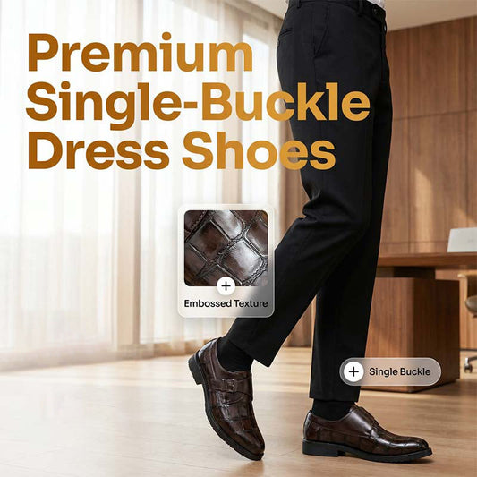 💥 50% OFF FLASH SALE! Men‘s Classic Faux Leather Single-Buckle Shoes – Smart Casual & Easy On/Off 👞⚡ 【Limited Time】