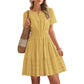 💐 EXCEPTIONAL PROMO -50%! Short Sleeve Tiered Mini Dress – Flowy Fabric, Flattering Cut 🌸🍃【Premium Quality】