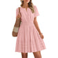💐 EXCEPTIONAL PROMO -50%! Short Sleeve Tiered Mini Dress – Flowy Fabric, Flattering Cut 🌸🍃【Premium Quality】