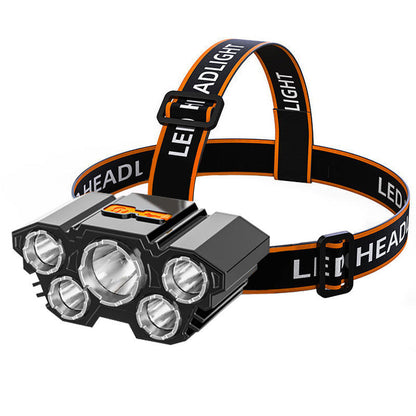 ⏳LAST DAY SALE 66% OFF !!📢5-LED Rechargeable Headlamp with 3 Modes，Lightweight, Long Battery Life.