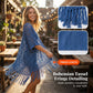 🏝️✨ FLASH SALE 50% OFF! 🧣🌸 Women's Lightweight Knit Cover-Up – Open-Front with Tassel Fringe, Bohemian Flowy Fit – Must-Have for Beach Vacations 📸🦩
