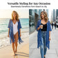 🏝️✨ FLASH SALE 50% OFF! 🧣🌸 Women's Lightweight Knit Cover-Up – Open-Front with Tassel Fringe, Bohemian Flowy Fit – Must-Have for Beach Vacations 📸🦩