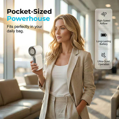 ⚡🌪️ LIMITED-TIME 50% OFF! 💨🎛️🔲 Turbo Handheld Turbo Fan – 6 Adjustable Speeds (16900 RPM Peak), LED Battery & Speed Display, Quiet Operation, Perfect for Travel & Office 🌀🔇✈️💼