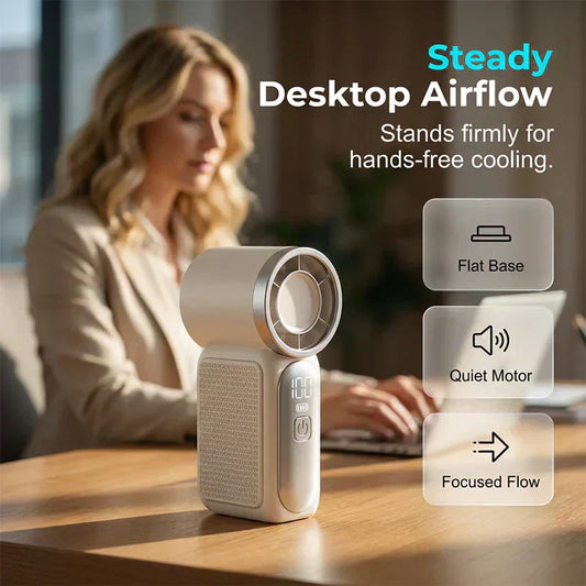 ⚡🌪️ LIMITED-TIME 50% OFF! 💨🎛️🔲 Turbo Handheld Turbo Fan – 6 Adjustable Speeds (16900 RPM Peak), LED Battery & Speed Display, Quiet Operation, Perfect for Travel & Office 🌀🔇✈️💼