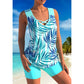 🏖️ 50% OFF! ✨ Sporty Two-Piece Bathing Suit – Criss-Cross Neck, Boy Shorts, Quick-Dry 🏄‍♀️