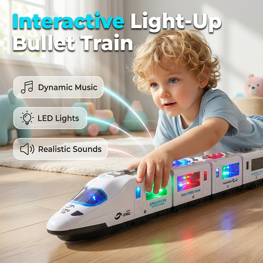 🚂⚡ LIMITED-TIME 50% OFF! ✨🎶 Electric Bullet Train Toy – Super Fast, Flashing Lights, Bump & Go Action, Built-in Music for Non‑Stop Fun 🚀🔊🎉