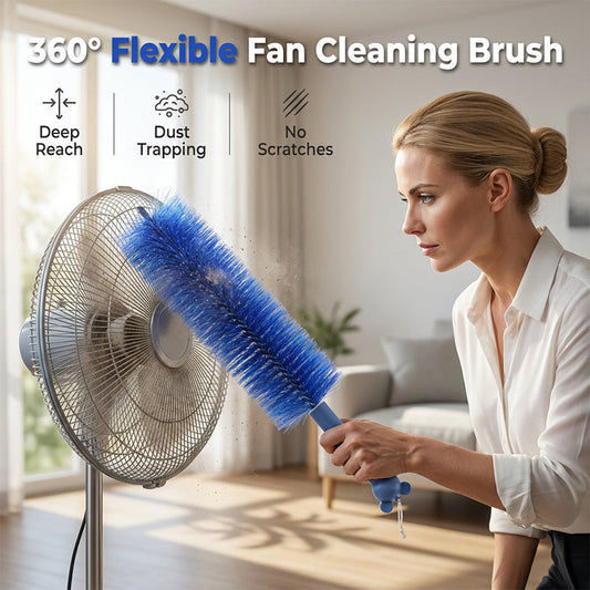 ♻️🌿🧽 LIMITED-TIME 50% OFF! Reusable 360° Flexible Fan Brush – Microfiber Sleeve or Scrubbing Bristles? (Adjustable), Washable & Eco-Friendly – Say Goodbye to Dusty Blades & Dirty Cloths 🍃💚