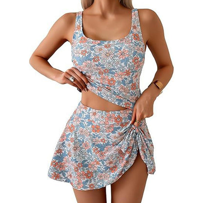 💖🌊 LIMITED-TIME 50% OFF! Feminine Swimwear Set – Adjustable Strap Tank + Side Tie Flowy Skirt, Removable Padding, High-Waist Coverage. Perfect for Honeymoon Photos, Pool Parties & Resort Wear! 📸🍾🐚