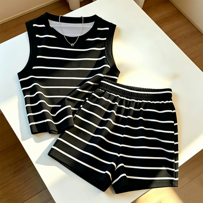 🏆50% OFF🔥Women's Striped Sleeveless Top & Shorts Set