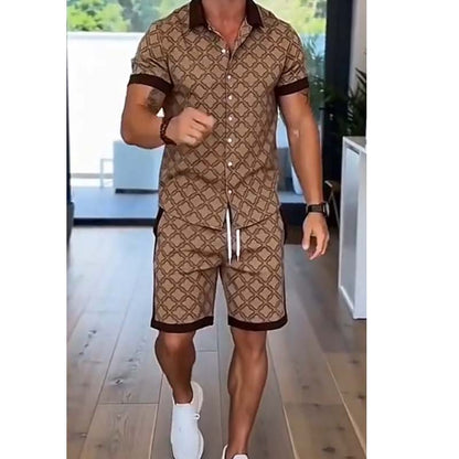 🍃💨😎 LIMITED-TIME 50% OFF! Lightweight Men's Matching Set – Printed Short Sleeve + Shorts, Moisture-Wicking, Quick-Dry – Great for Gym, Hiking, or Lounging at Home 🏋️‍♂️🛋️