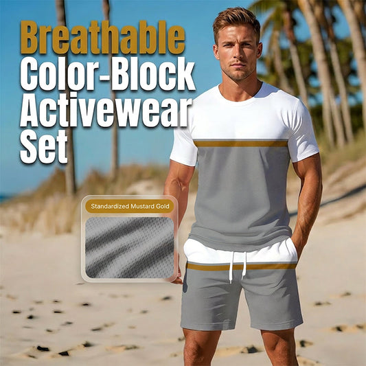 🎨🔄👕 50% OFF! Summer Sportswear Set – Stylish color-block, casual comfort.
