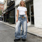 👖 60% OFF NOW! 🎁 Women's Asymmetrical Waist Wide-Leg Denim Jeans – Unique design & stretchy fit – Trendy silhouette, perfect for casual or dressy looks ✨