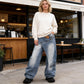 👖 60% OFF NOW! 🎁 Women's Asymmetrical Waist Wide-Leg Denim Jeans – Unique design & stretchy fit – Trendy silhouette, perfect for casual or dressy looks ✨
