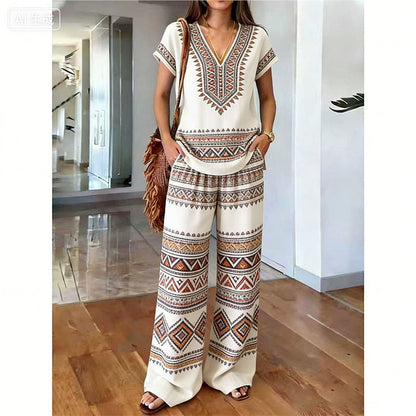 📢📢50% OFF !! ⏰Women's Printed Top & Pants 2-Piece Set