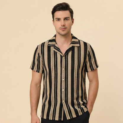 📏✨👔 LIMITED-TIME 50% OFF! Vertical Stripe Short Sleeve Tee for Men – Slimming Optical Illusion, Lightweight & Wrinkle-Resistant – Effortlessly Smart for Dates, Travel or Smart Casual 🎥🍽️