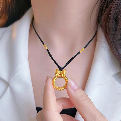 Elegant Gold Bow Pendant Necklace