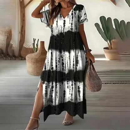 🌸👗 LIMITED TIME 50% OFF! ☁️V-Neck Gradient Maxi Dress – Soft, breathable & versatile – Perfect for brunch or a beach stroll.