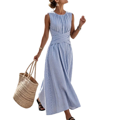 ✨🔄 LIMITED TIME 50% OFF! 🎀Striped Sleeveless Dress – Classic stripes & flattering drape – Effortless elegance for any occasion.